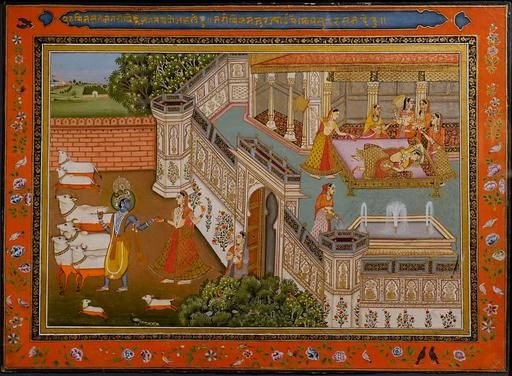 Indian miniature painting of Radha and Krishna — ongoing exhibition artwork